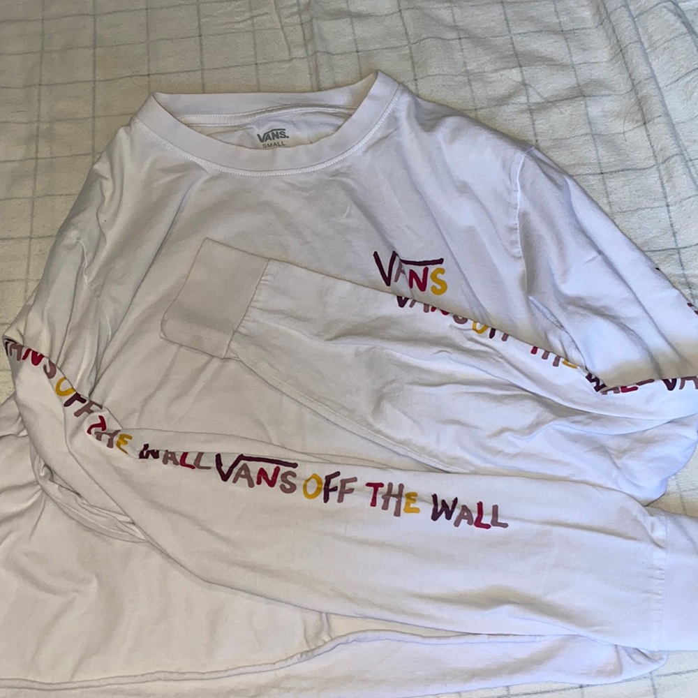 White Vans Cropped Long Sleeve Shirt.